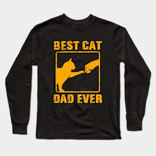 Vintage Best Cat Dad Ever Father's Day Cat Daddy Long Sleeve T-Shirt